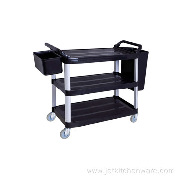 3 Shelf Plastic Hand Service Trolley For Restaurant